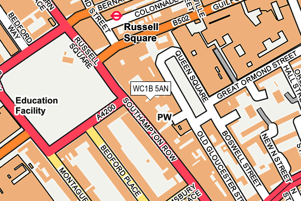 WC1B 5AN map - OS OpenMap – Local (Ordnance Survey)