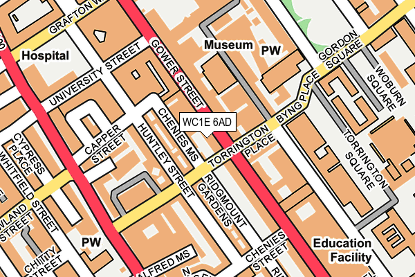WC1E 6AD map - OS OpenMap – Local (Ordnance Survey)