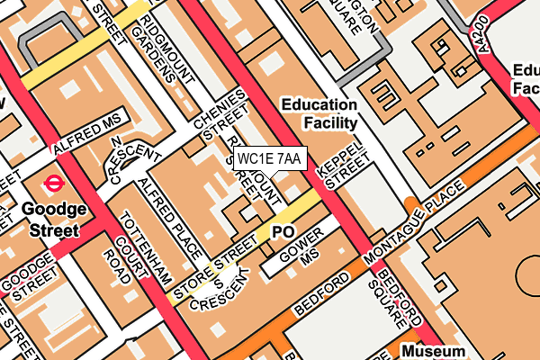 WC1E 7AA map - OS OpenMap – Local (Ordnance Survey)