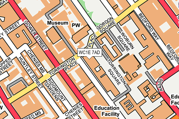 WC1E 7AD map - OS OpenMap – Local (Ordnance Survey)