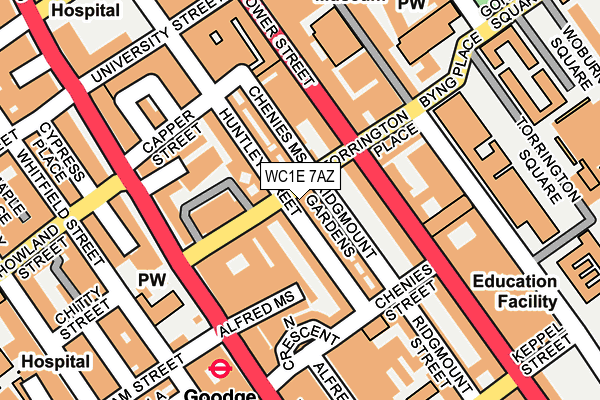 WC1E 7AZ map - OS OpenMap – Local (Ordnance Survey)