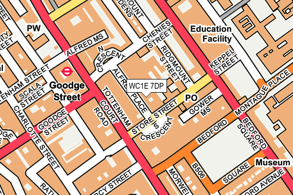 WC1E 7DP map - OS OpenMap – Local (Ordnance Survey)
