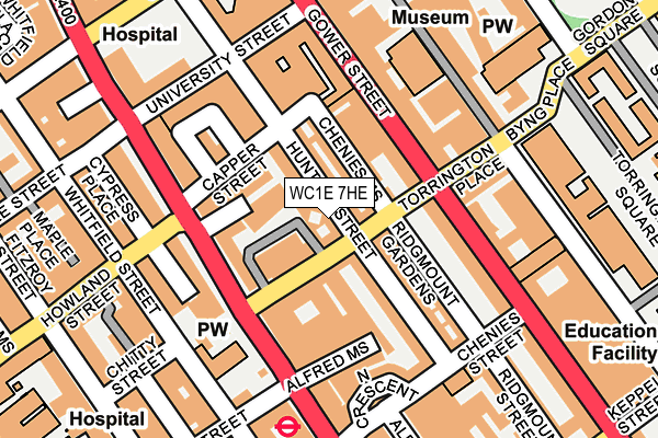 WC1E 7HE map - OS OpenMap – Local (Ordnance Survey)