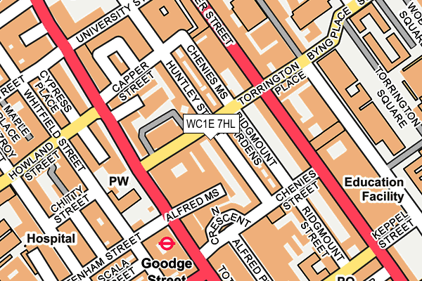 WC1E 7HL map - OS OpenMap – Local (Ordnance Survey)