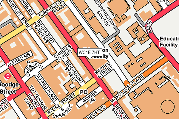 WC1E 7HT map - OS OpenMap – Local (Ordnance Survey)