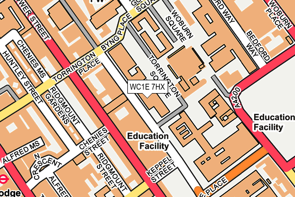 WC1E 7HX map - OS OpenMap – Local (Ordnance Survey)