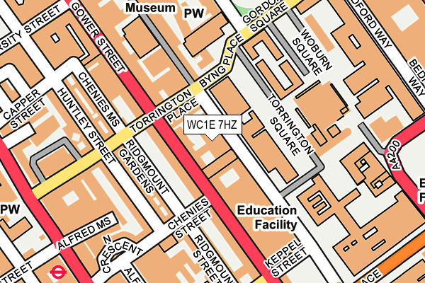 WC1E 7HZ map - OS OpenMap – Local (Ordnance Survey)