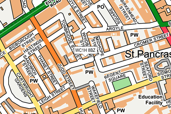 WC1H 8BZ map - OS OpenMap – Local (Ordnance Survey)