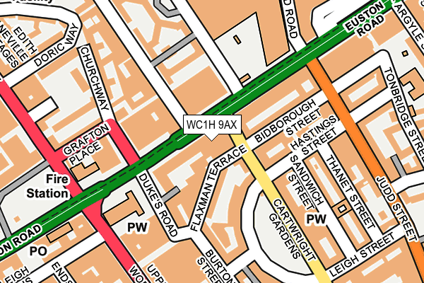 WC1H 9AX map - OS OpenMap – Local (Ordnance Survey)