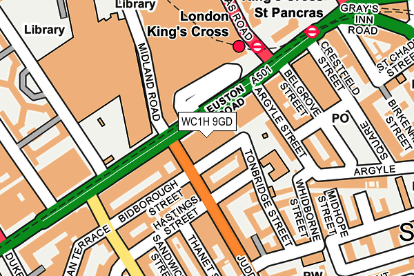 WC1H 9GD map - OS OpenMap – Local (Ordnance Survey)