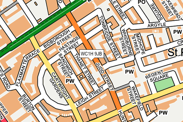 WC1H 9JB map - OS OpenMap – Local (Ordnance Survey)