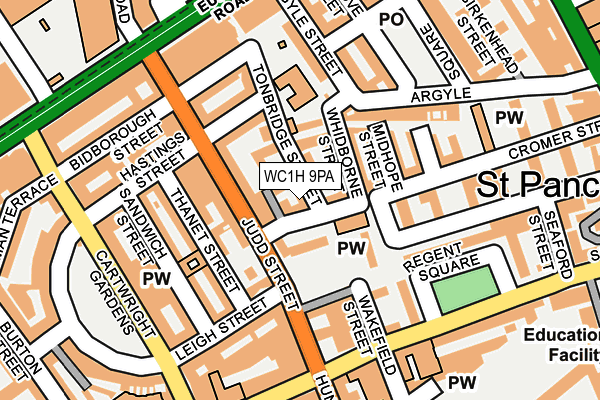 WC1H 9PA map - OS OpenMap – Local (Ordnance Survey)