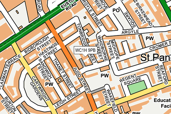 WC1H 9PB map - OS OpenMap – Local (Ordnance Survey)