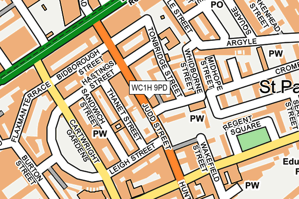 WC1H 9PD map - OS OpenMap – Local (Ordnance Survey)