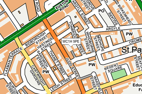 WC1H 9PE map - OS OpenMap – Local (Ordnance Survey)