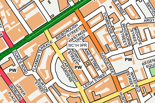 WC1H 9PR map - OS OpenMap – Local (Ordnance Survey)