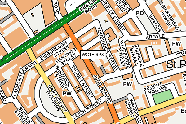 WC1H 9PX map - OS OpenMap – Local (Ordnance Survey)