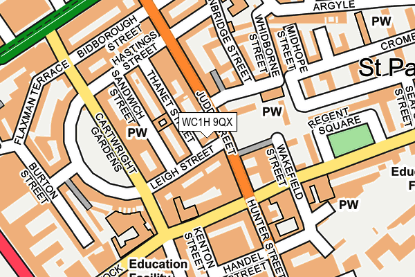 WC1H 9QX map - OS OpenMap – Local (Ordnance Survey)