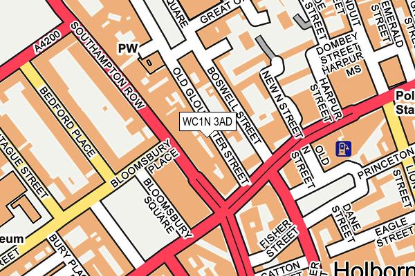 WC1N 3AD map - OS OpenMap – Local (Ordnance Survey)