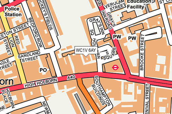 WC1V 6AY map - OS OpenMap – Local (Ordnance Survey)