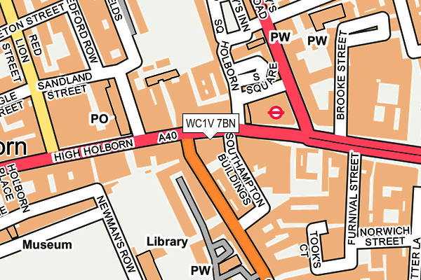 WC1V 7BN map - OS OpenMap – Local (Ordnance Survey)