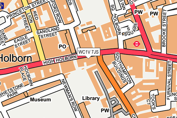WC1V 7JS map - OS OpenMap – Local (Ordnance Survey)