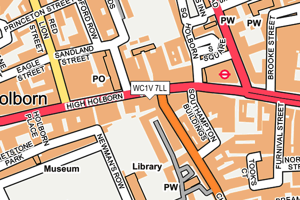 WC1V 7LL map - OS OpenMap – Local (Ordnance Survey)