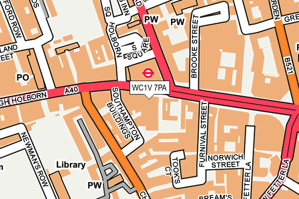 WC1V 7PA map - OS OpenMap – Local (Ordnance Survey)