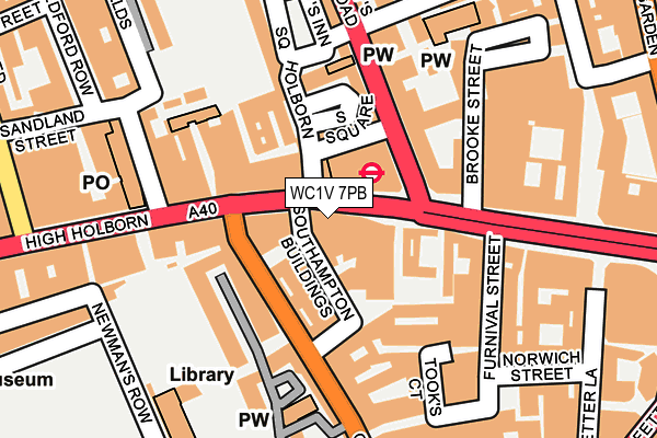 WC1V 7PB map - OS OpenMap – Local (Ordnance Survey)