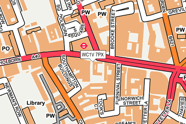 WC1V 7PX map - OS OpenMap – Local (Ordnance Survey)