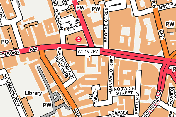 WC1V 7PZ map - OS OpenMap – Local (Ordnance Survey)