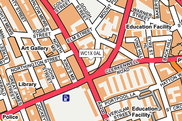WC1X 0AL map - OS OpenMap – Local (Ordnance Survey)
