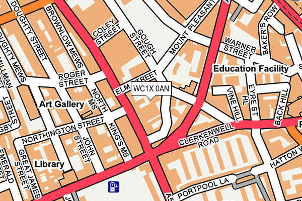 WC1X 0AN map - OS OpenMap – Local (Ordnance Survey)