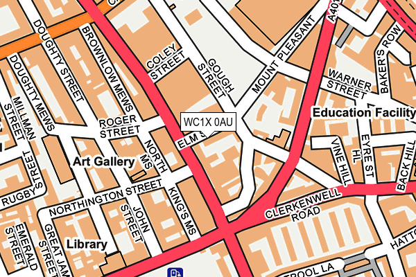 WC1X 0AU map - OS OpenMap – Local (Ordnance Survey)