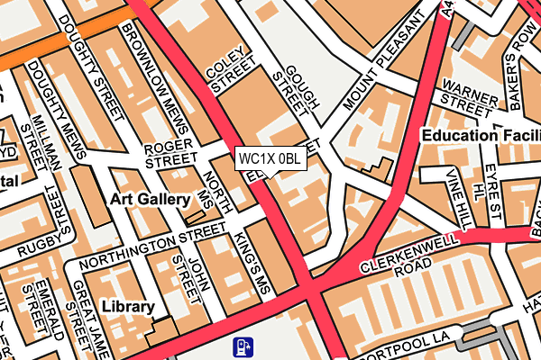 WC1X 0BL map - OS OpenMap – Local (Ordnance Survey)