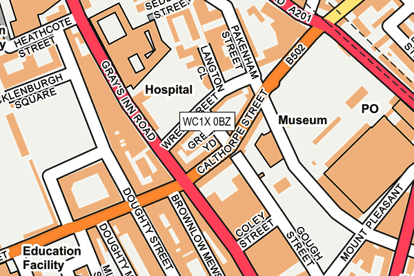 WC1X 0BZ map - OS OpenMap – Local (Ordnance Survey)