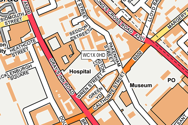 WC1X 0HD map - OS OpenMap – Local (Ordnance Survey)