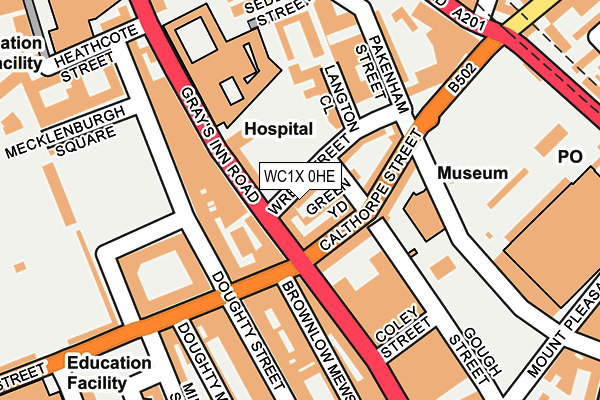 WC1X 0HE map - OS OpenMap – Local (Ordnance Survey)
