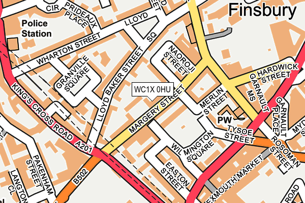 WC1X 0HU map - OS OpenMap – Local (Ordnance Survey)