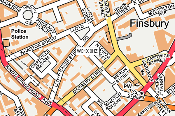 WC1X 0HZ map - OS OpenMap – Local (Ordnance Survey)