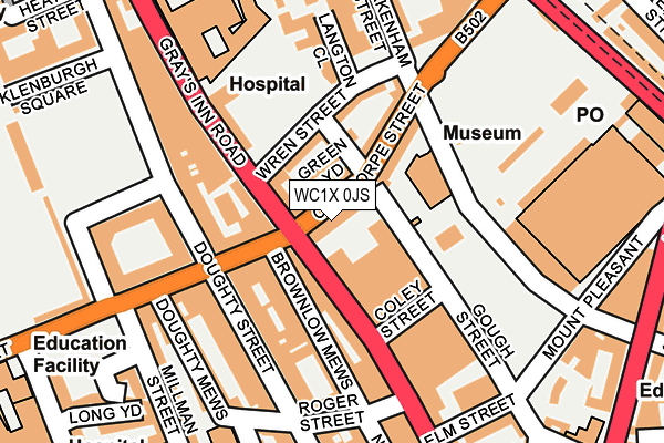 WC1X 0JS map - OS OpenMap – Local (Ordnance Survey)