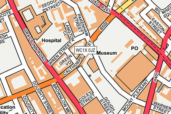 WC1X 0JZ map - OS OpenMap – Local (Ordnance Survey)