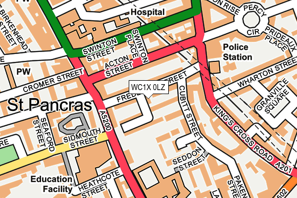 WC1X 0LZ map - OS OpenMap – Local (Ordnance Survey)