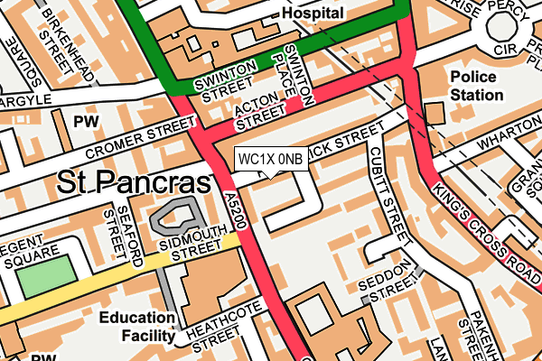 WC1X 0NB map - OS OpenMap – Local (Ordnance Survey)