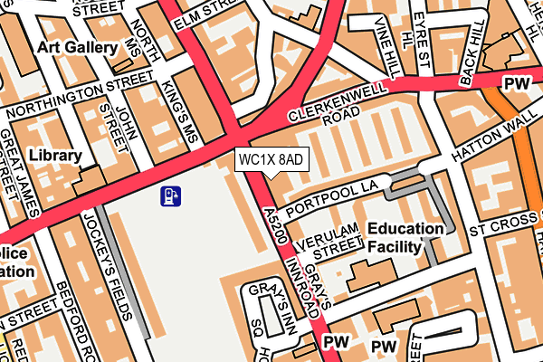WC1X 8AD map - OS OpenMap – Local (Ordnance Survey)