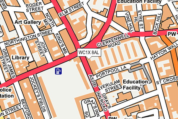 WC1X 8AL map - OS OpenMap – Local (Ordnance Survey)