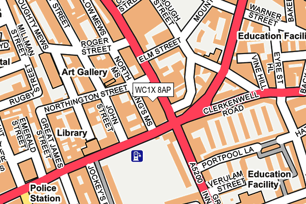 WC1X 8AP map - OS OpenMap – Local (Ordnance Survey)