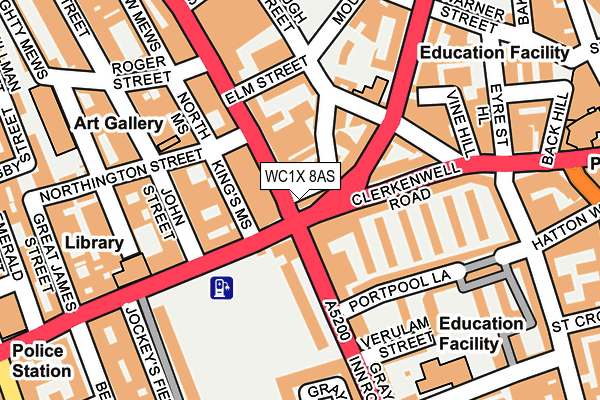 WC1X 8AS map - OS OpenMap – Local (Ordnance Survey)
