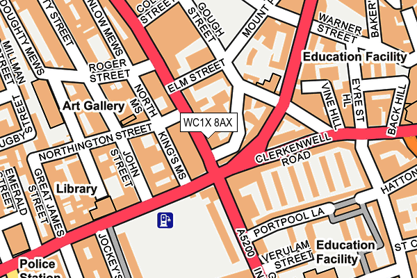 WC1X 8AX map - OS OpenMap – Local (Ordnance Survey)