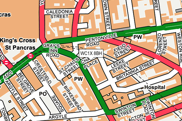 WC1X 8BH map - OS OpenMap – Local (Ordnance Survey)